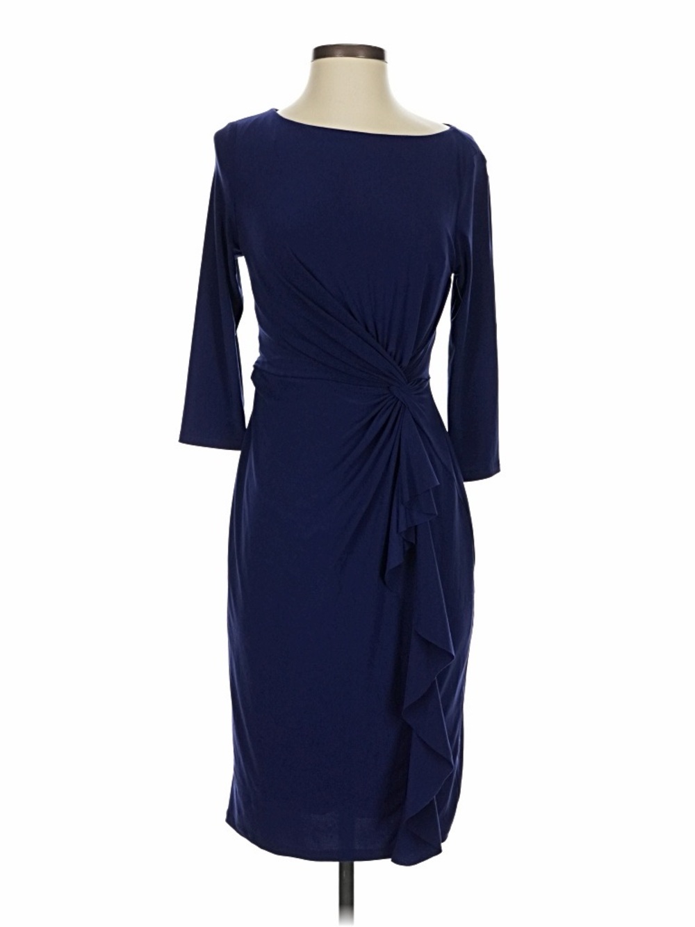 LRL Navy Twist-Front Long Sleeve Sheath Dress (8)